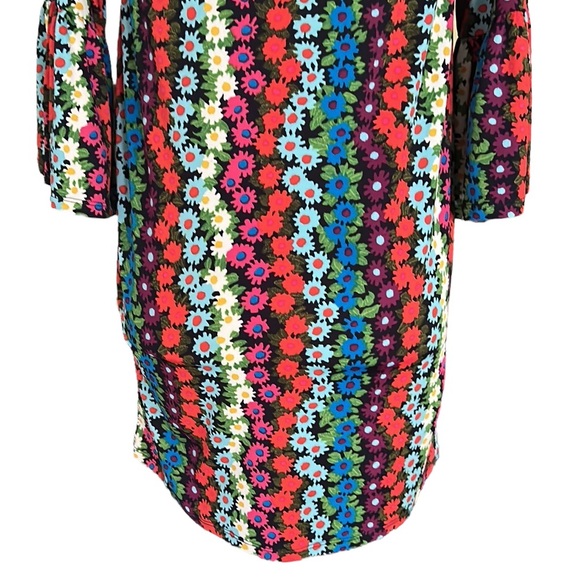 Trina Turk Daisy Floral Bell Sleeve Off the Shoulder Mini Swing Slip Dress - S - Picture 12 of 16